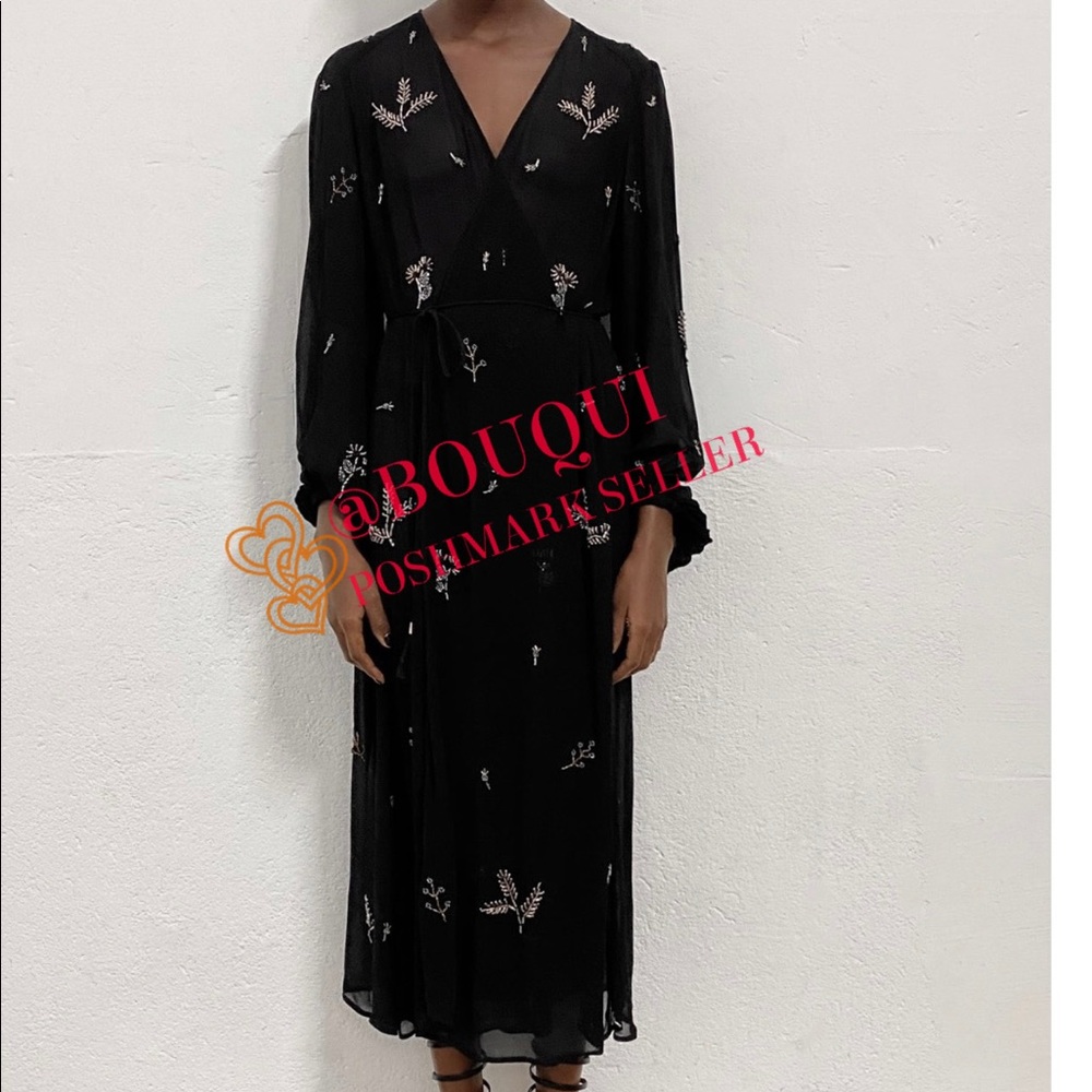 BLOGGERS FAV ZARA LIMITED EDITION EMBROIDERED SEMI SHEER LONG KIMONO - Picture 4 of 5